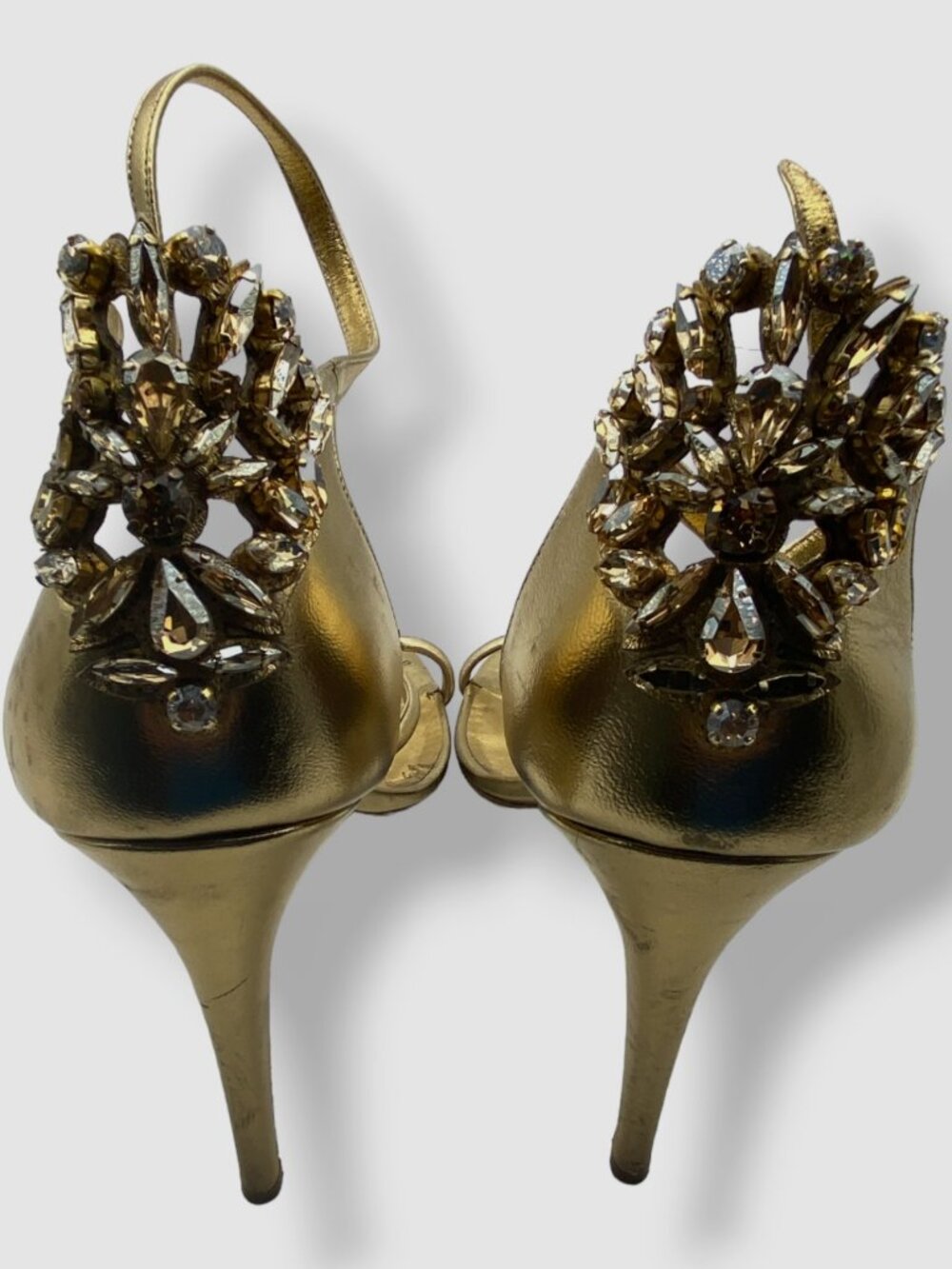 $1495 Rene Caovilla Women's Gold Embellished Metallic Leather Sandal Shoes 42 - Picture 2 of 12